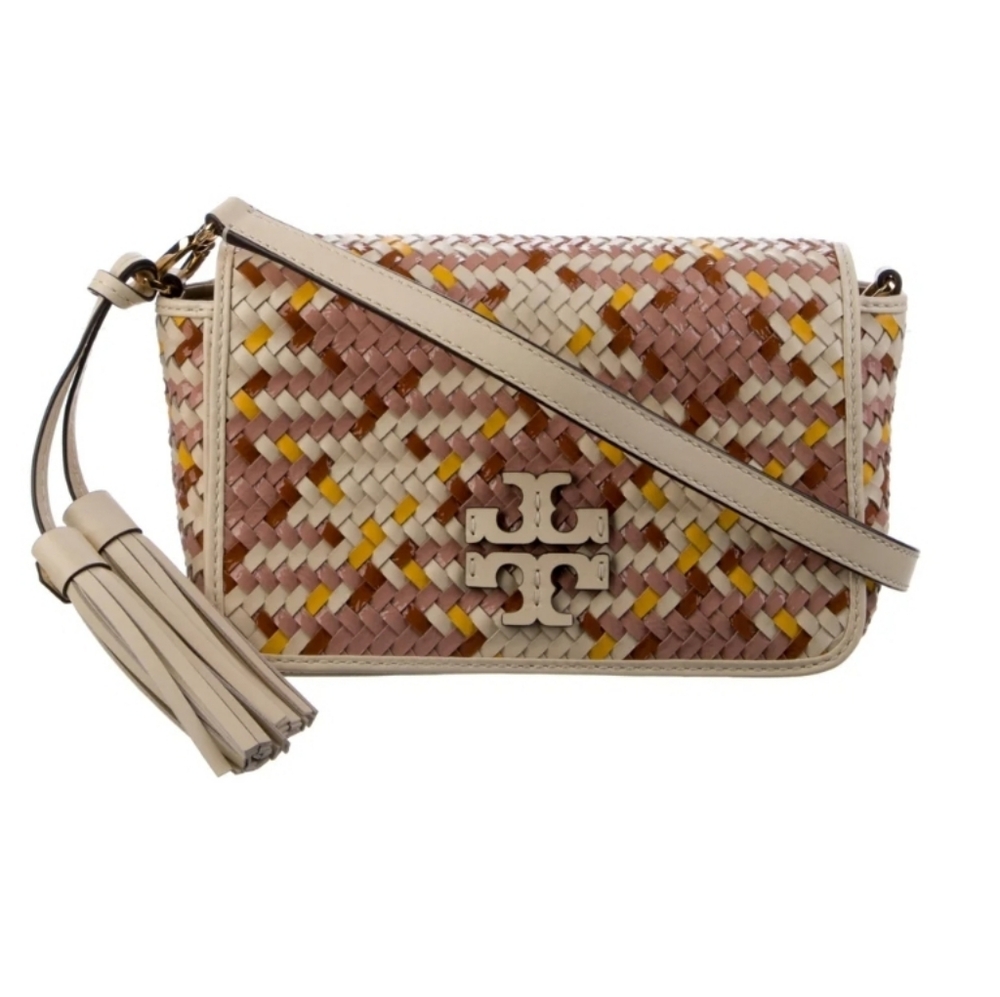 Tory Burch Thea Leather Woven Crossbody Bag